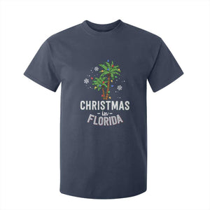 Christmas In Florida T Shirt For Kid Deck The Palm Trees Xmas Matching Family Vacation TS02 Navy Print Your Wear