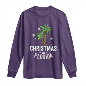 Christmas In Florida Long Sleeve Shirt Deck The Palm Trees Xmas Matching Family Vacation TS02 Purple Print Your Wear