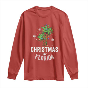 Christmas In Florida Long Sleeve Shirt Deck The Palm Trees Xmas Matching Family Vacation TS02 Red Print Your Wear