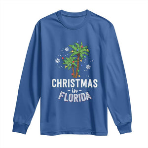 Christmas In Florida Long Sleeve Shirt Deck The Palm Trees Xmas Matching Family Vacation TS02 Royal Blue Print Your Wear