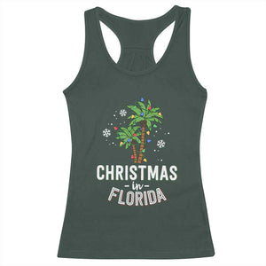 Christmas In Florida Racerback Tank Top Deck The Palm Trees Xmas Matching Family Vacation TS02 Dark Forest Green Print Your Wear