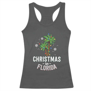 Christmas In Florida Racerback Tank Top Deck The Palm Trees Xmas Matching Family Vacation TS02 Dark Heather Print Your Wear