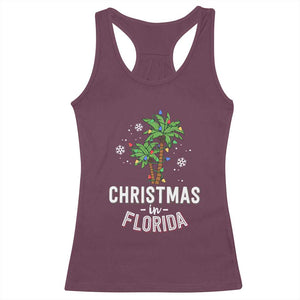 Christmas In Florida Racerback Tank Top Deck The Palm Trees Xmas Matching Family Vacation TS02 Maroon Print Your Wear