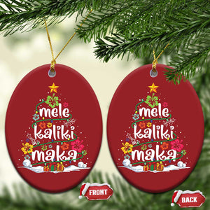 Tropical Hawaiian Xmas Christmas Ornament Mele Kalikimaka Palm Tree Xmas in Hawaii TS02 Oval Red Print Your Wear