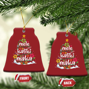 Tropical Hawaiian Xmas Christmas Ornament Mele Kalikimaka Palm Tree Xmas in Hawaii TS02 Bell Flake Red Print Your Wear