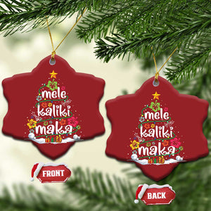 Tropical Hawaiian Xmas Christmas Ornament Mele Kalikimaka Palm Tree Xmas in Hawaii TS02 Snow Flake Red Print Your Wear