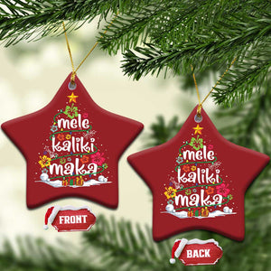 Tropical Hawaiian Xmas Christmas Ornament Mele Kalikimaka Palm Tree Xmas in Hawaii TS02 Star Red Print Your Wear