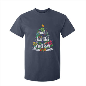 Tropical Hawaiian Christmas T Shirt For Kid Mele Kalikimaka Palm Tree Xmas in Hawaii TS02 Navy Print Your Wear