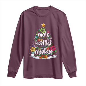 Tropical Hawaiian Christmas Long Sleeve Shirt Mele Kalikimaka Palm Tree Xmas in Hawaii TS02 Maroon Print Your Wear