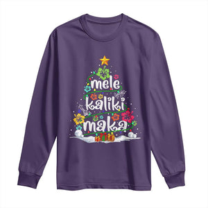 Tropical Hawaiian Christmas Long Sleeve Shirt Mele Kalikimaka Palm Tree Xmas in Hawaii TS02 Purple Print Your Wear