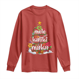 Tropical Hawaiian Christmas Long Sleeve Shirt Mele Kalikimaka Palm Tree Xmas in Hawaii TS02 Red Print Your Wear