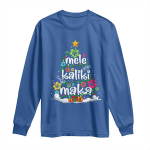 Tropical Hawaiian Christmas Long Sleeve Shirt Mele Kalikimaka Palm Tree Xmas in Hawaii TS02 Royal Blue Print Your Wear