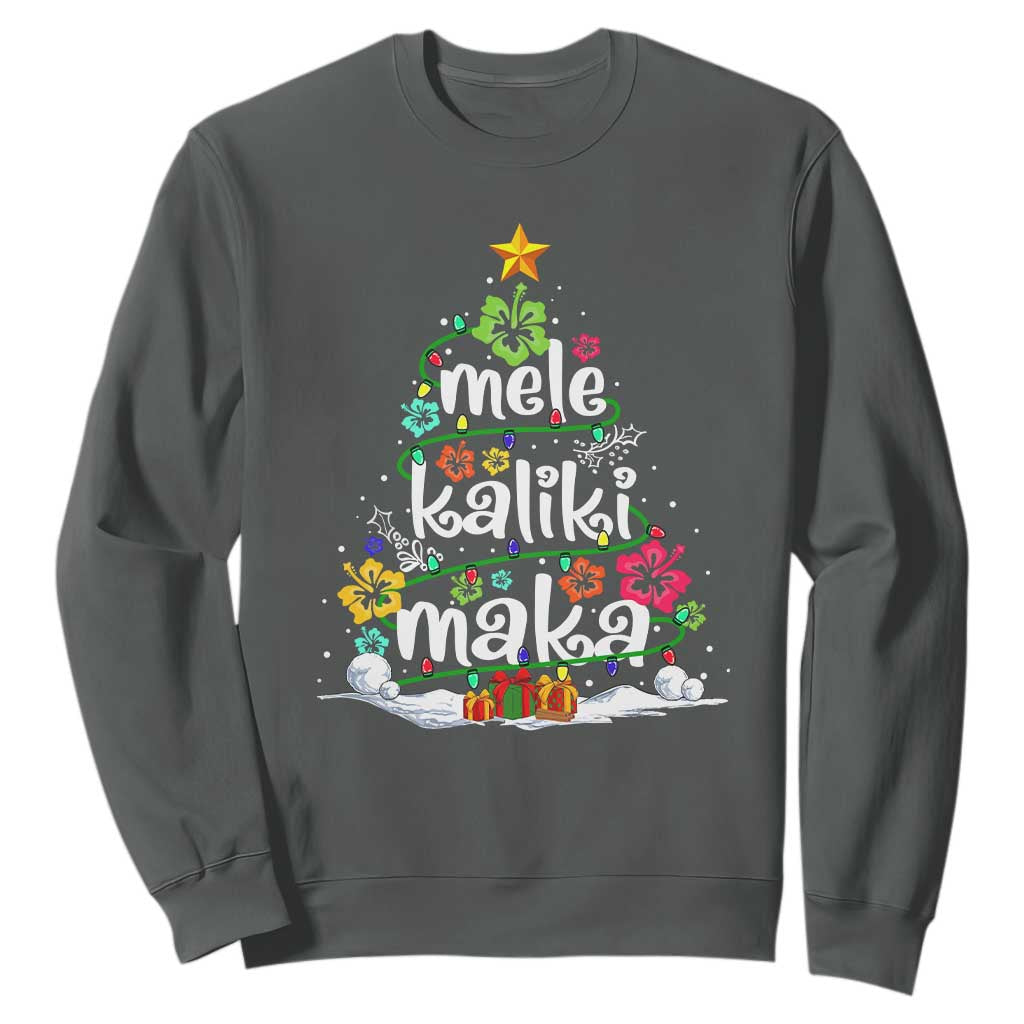 Tropical Hawaiian Christmas Sweatshirt Mele Kalikimaka Palm Tree Xmas in Hawaii TS02 Dark Heather Print Your Wear