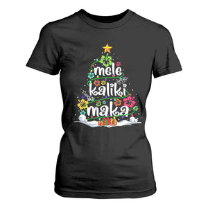 Tropical Hawaiian Christmas T Shirt For Women Mele Kalikimaka Palm Tree Xmas in Hawaii TS02 Black Print Your Wear