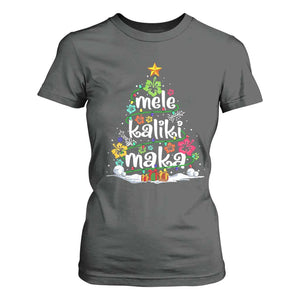 Tropical Hawaiian Christmas T Shirt For Women Mele Kalikimaka Palm Tree Xmas in Hawaii TS02 Dark Heather Print Your Wear