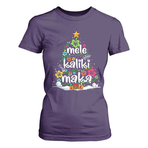 Tropical Hawaiian Christmas T Shirt For Women Mele Kalikimaka Palm Tree Xmas in Hawaii TS02 Purple Print Your Wear