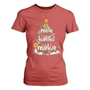 Tropical Hawaiian Christmas T Shirt For Women Mele Kalikimaka Palm Tree Xmas in Hawaii TS02 Red Print Your Wear