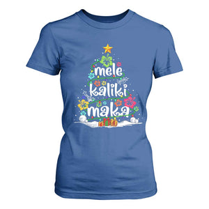 Tropical Hawaiian Christmas T Shirt For Women Mele Kalikimaka Palm Tree Xmas in Hawaii TS02 Royal Blue Print Your Wear