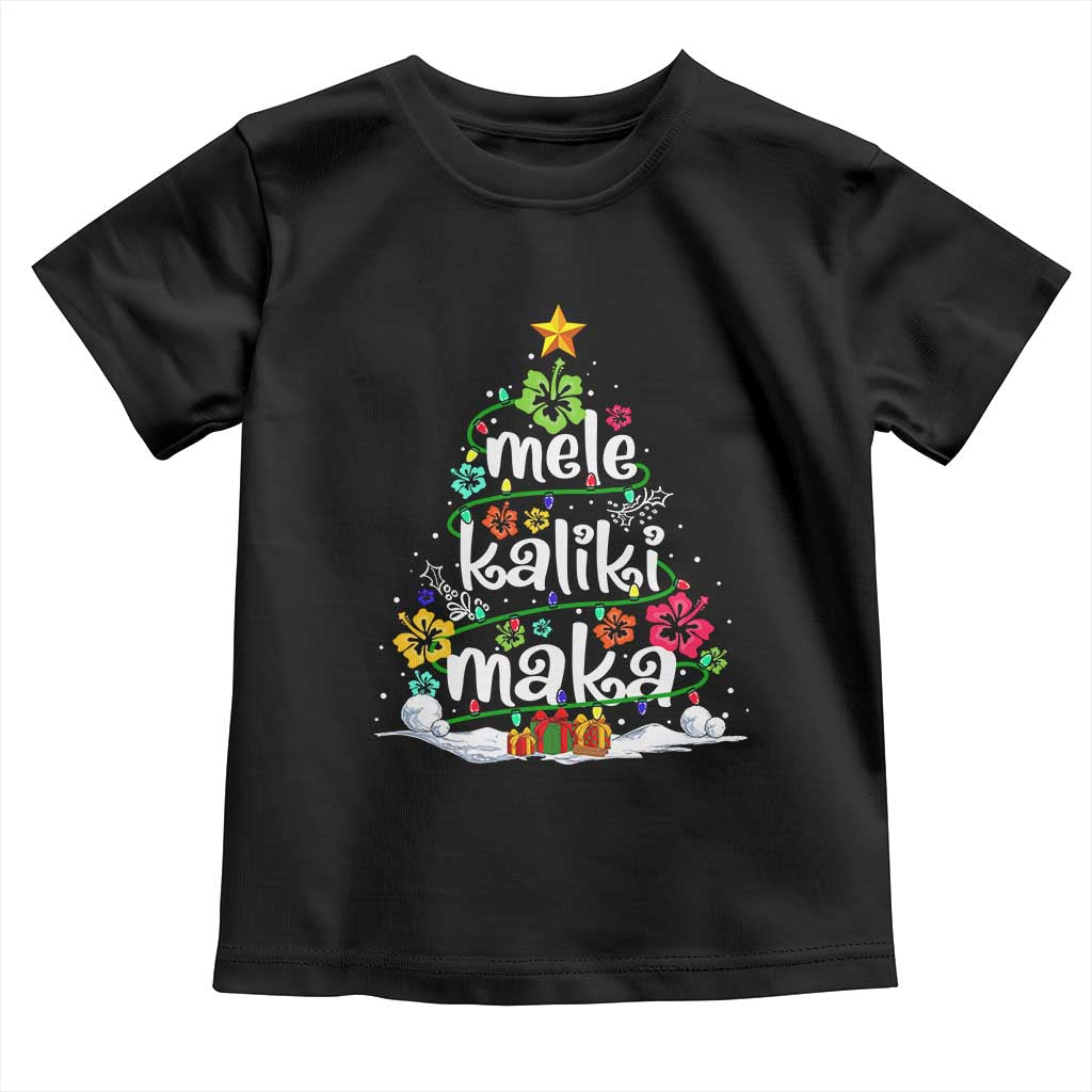 Tropical Hawaiian Christmas Toddler T Shirt Mele Kalikimaka Palm Tree Xmas in Hawaii TS02 Black Print Your Wear