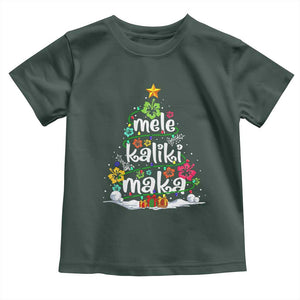 Tropical Hawaiian Christmas Toddler T Shirt Mele Kalikimaka Palm Tree Xmas in Hawaii TS02 Dark Forest Green Print Your Wear