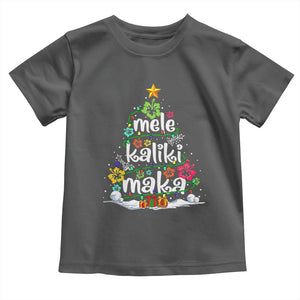 Tropical Hawaiian Christmas Toddler T Shirt Mele Kalikimaka Palm Tree Xmas in Hawaii TS02 Dark Heather Print Your Wear