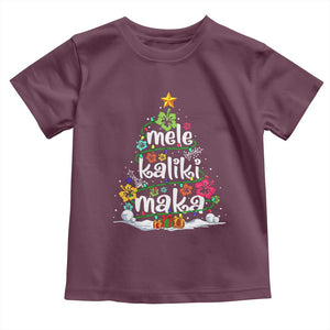 Tropical Hawaiian Christmas Toddler T Shirt Mele Kalikimaka Palm Tree Xmas in Hawaii TS02 Maroon Print Your Wear