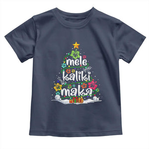 Tropical Hawaiian Christmas Toddler T Shirt Mele Kalikimaka Palm Tree Xmas in Hawaii TS02 Navy Print Your Wear