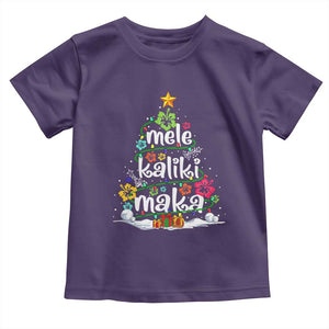 Tropical Hawaiian Christmas Toddler T Shirt Mele Kalikimaka Palm Tree Xmas in Hawaii TS02 Purple Print Your Wear