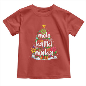 Tropical Hawaiian Christmas Toddler T Shirt Mele Kalikimaka Palm Tree Xmas in Hawaii TS02 Red Print Your Wear