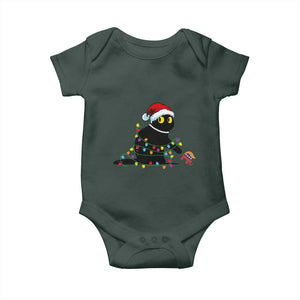 Christmas Black Cat Baby Onesie Knock Over Elephant Funny Xmas TS02 Dark Forest Green Print Your Wear