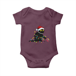 Christmas Black Cat Baby Onesie Knock Over Elephant Funny Xmas TS02 Maroon Print Your Wear