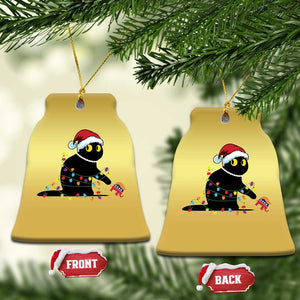 Xmas Black Cat Christmas Ornament Knock Over Elephant Funny Xmas TS02 Bell Flake Gold Print Your Wear