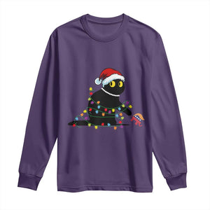 Christmas Black Cat Long Sleeve Shirt Knock Over Elephant Funny Xmas TS02 Purple Print Your Wear