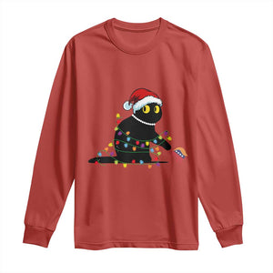 Christmas Black Cat Long Sleeve Shirt Knock Over Elephant Funny Xmas TS02 Red Print Your Wear