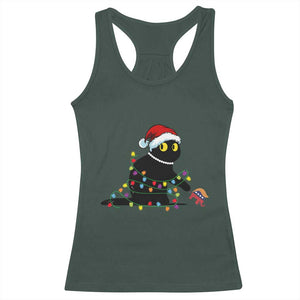 Christmas Black Cat Racerback Tank Top Knock Over Elephant Funny Xmas TS02 Dark Forest Green Print Your Wear