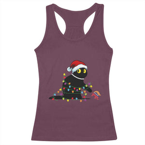 Christmas Black Cat Racerback Tank Top Knock Over Elephant Funny Xmas TS02 Maroon Print Your Wear