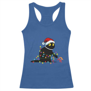 Christmas Black Cat Racerback Tank Top Knock Over Elephant Funny Xmas TS02 Royal Blue Print Your Wear