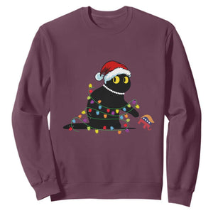 Christmas Black Cat Sweatshirt Knock Over Elephant Funny Xmas TS02 Maroon Print Your Wear