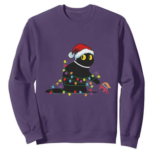 Christmas Black Cat Sweatshirt Knock Over Elephant Funny Xmas TS02 Purple Print Your Wear