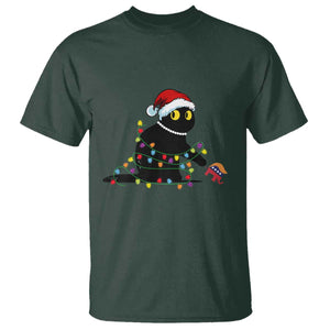 Christmas Black Cat T Shirt Knock Over Elephant Funny Xmas TS02 Dark Forest Green Print Your Wear