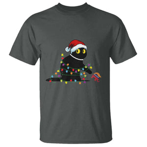 Christmas Black Cat T Shirt Knock Over Elephant Funny Xmas TS02 Dark Heather Print Your Wear