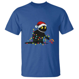 Christmas Black Cat T Shirt Knock Over Elephant Funny Xmas TS02 Royal Blue Print Your Wear