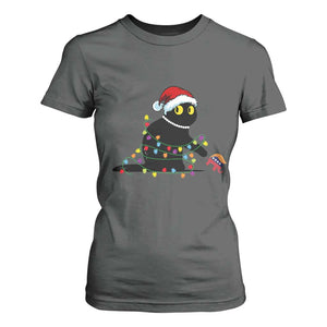 Christmas Black Cat T Shirt For Women Knock Over Elephant Funny Xmas TS02 Dark Heather Print Your Wear