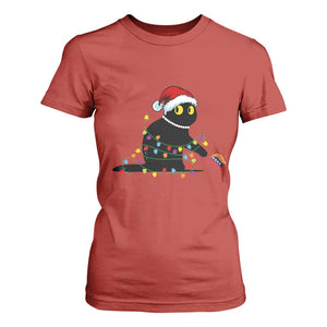 Christmas Black Cat T Shirt For Women Knock Over Elephant Funny Xmas TS02 Red Print Your Wear