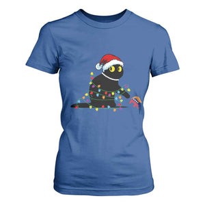 Christmas Black Cat T Shirt For Women Knock Over Elephant Funny Xmas TS02 Royal Blue Print Your Wear