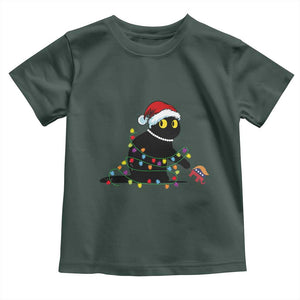 Christmas Black Cat Toddler T Shirt Knock Over Elephant Funny Xmas TS02 Dark Forest Green Print Your Wear