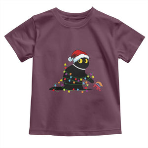 Christmas Black Cat Toddler T Shirt Knock Over Elephant Funny Xmas TS02 Maroon Print Your Wear