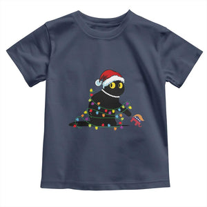 Christmas Black Cat Toddler T Shirt Knock Over Elephant Funny Xmas TS02 Navy Print Your Wear