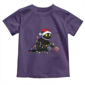 Christmas Black Cat Toddler T Shirt Knock Over Elephant Funny Xmas TS02 Purple Print Your Wear