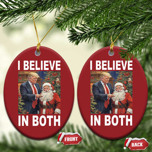 Funny Xmas Trump And Santa Christmas Ornament TS02 Oval Red Print Your Wear